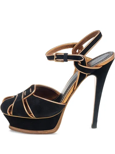 SAINT LAURENT 140MM SUEDE PLATFORM SANDALS