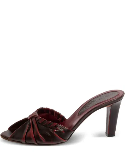 SAINT LAURENT 75MM PLEATED OPEN-TOE SANDALS