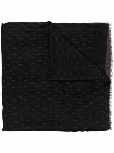 SAINT LAURENT ALLOVER LOGO WOOL SCARF