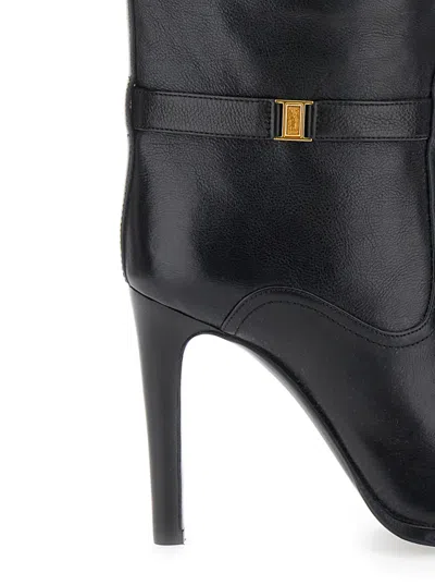 SAINT LAURENT WOMEN BLACK LEATHER DIANE BOOTS, 4.5 LUXURY PUMPS & HEELS FOR WOMEN DARVEYS