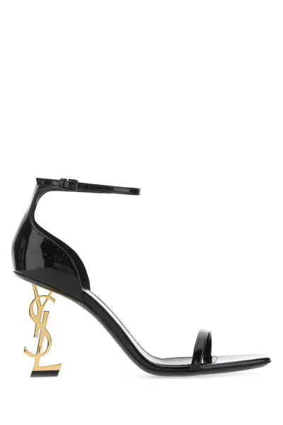 SAINT LAURENT BLACK LEATHER OPYUM 85 SANDALS