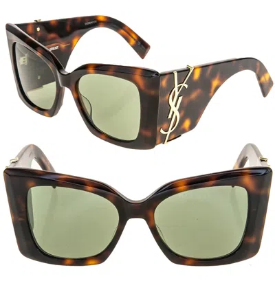 SAINT LAURENT SAINT LAURENT BLAZE YSL SLM119 002 BROWN GREEN BOLD CASSANDRE LOGO SUNGLASS 119