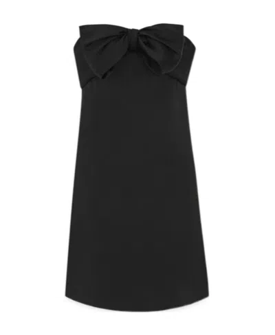 SAINT LAURENT SAINT LAURENT BOW-DETAILED STRAPLESS ZIPPED MINI DRESS