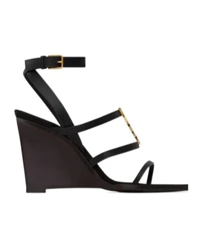SAINT LAURENT SAINT LAURENT CASSANDRA LOGO PLAQUE SANDALS