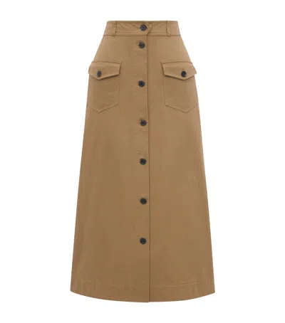 SAINT LAURENT COTTON MIDI SKIRT