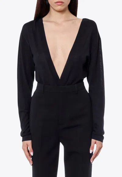 SAINT LAURENT DEEP V-NECK BODYSUIT