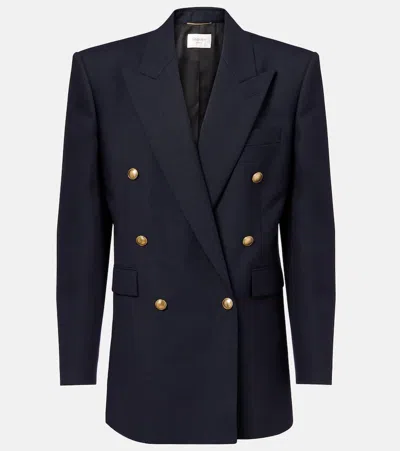 SAINT LAURENT DOUBLE-BREASTED WOOL CHINÉ BLAZER