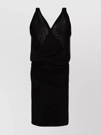 SAINT LAURENT DRAPED V-NECKED MINI DRESS WITH OPEN BACK