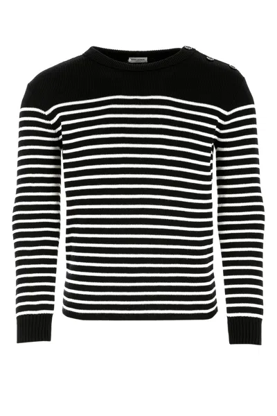 SAINT LAURENT EMBROIDERED COTTON BLEND SWEATER