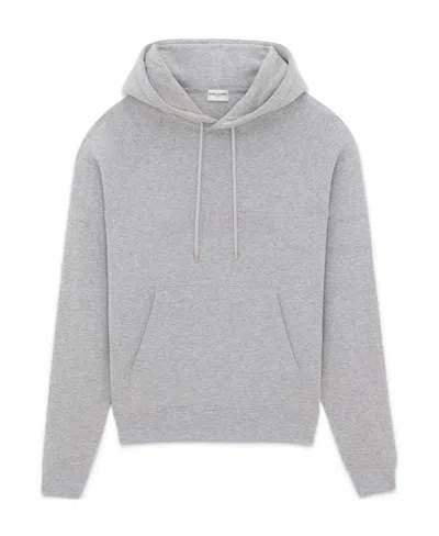 SAINT LAURENT SAINT LAURENT LOGO EMBROIDERED DRAWSTRING HOODIE