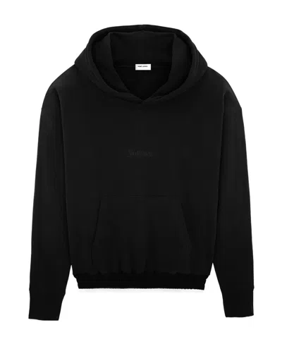 SAINT LAURENT SAINT LAURENT LOGO EMBROIDERED LONG-SLEEVED HOODIE