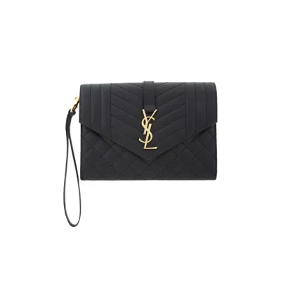 SAINT LAURENT SAINT LAURENT ENVELOPE CLUTCH BAG 'BLACK'