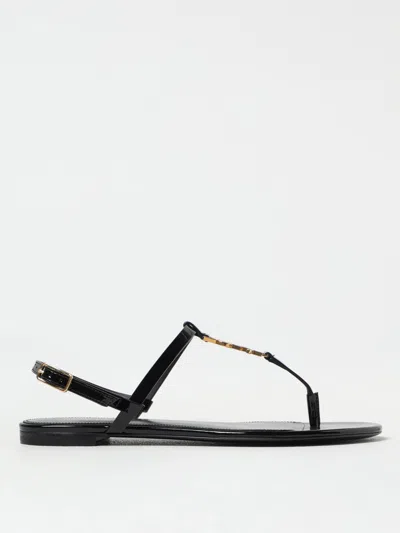 SAINT LAURENT FLAT SANDALS SAINT LAURENT WOMAN COLOR BLACK