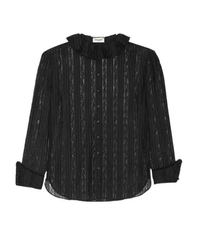 SAINT LAURENT SAINT LAURENT LONG-SLEEVED LACE SHIRT