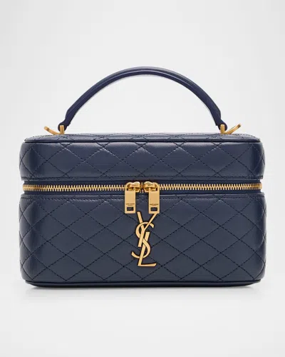 SAINT LAURENT GABBY MINI VANITY CASE IN QUILTED LEATHER WITH GOLD HARDWARE