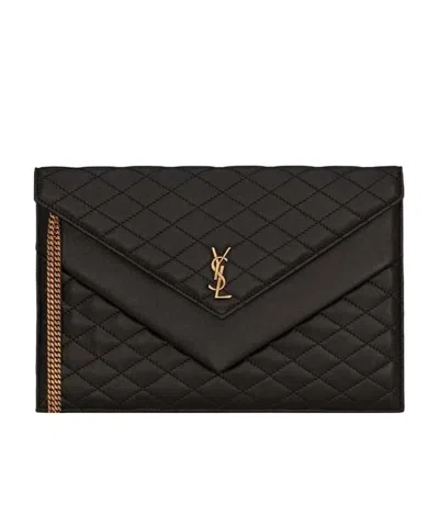 SAINT LAURENT GABY QUILTED ENVELOPE CLUTCH BAG