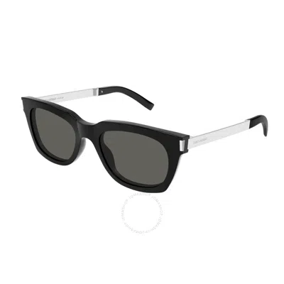 SAINT LAURENT SAINT LAURENT GREY RECTANGULAR UNISEX SUNGLASSES SL 582 001 53