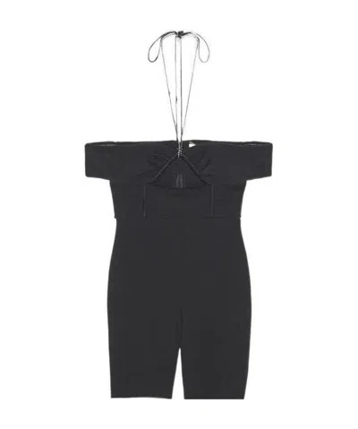 SAINT LAURENT SAINT LAURENT HALTERNECK CUT-OUT OFF-SHOULDER PLAYSUIT