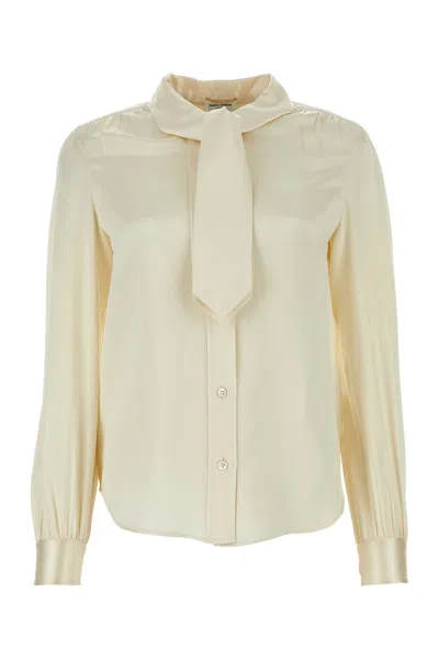 SAINT LAURENT IVORY SILK BLOUSE