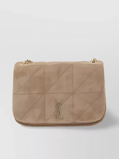 SAINT LAURENT JAMIE SUEDE QUILTED SHOULDER BAG
