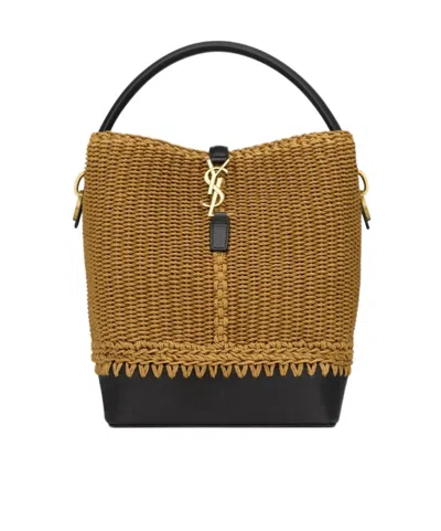 SAINT LAURENT SAINT LAURENT LE 37 LOGO PLAQUE BUCKET BAG