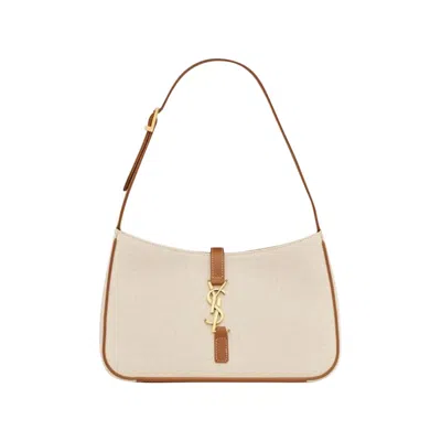 SAINT LAURENT SAINT LAURENT LE 5 À 7 CANVAS SHOULDER BAG 'GREY/BRICK'