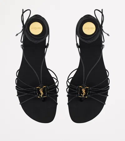 SAINT LAURENT LEATHER BABYLONE SANDALS