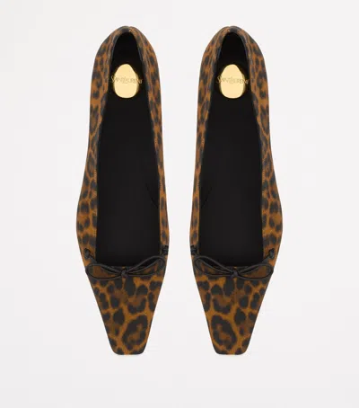 SAINT LAURENT LEOPARD POPPY BALLET FLATS