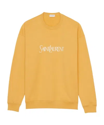 SAINT LAURENT SAINT LAURENT LOGO EMBROIDERED CREWNECK SWEATSHIRT
