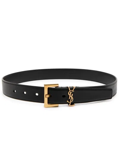 SAINT LAURENT SAINT LAURENT LOGO LEATHER BELT