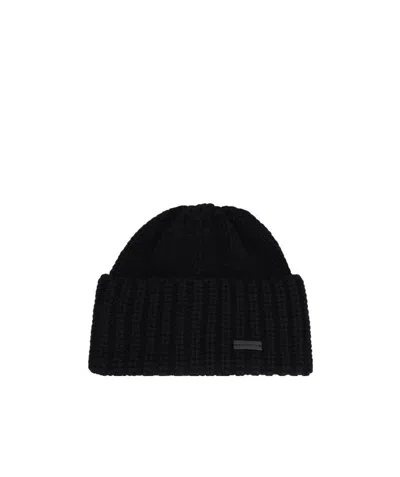 SAINT LAURENT SAINT LAURENT LOGO PATCH BEANIE