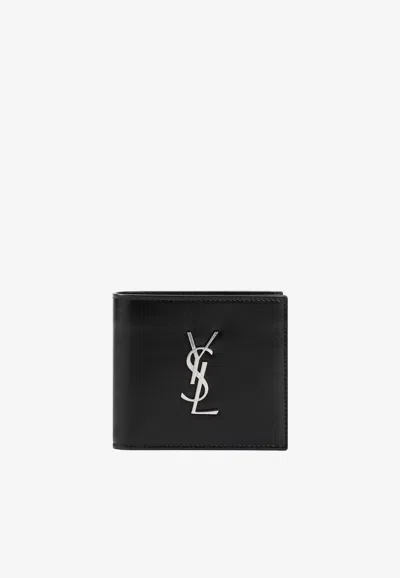 SAINT LAURENT LOGO PLAQUE LEATHER BI-FOLD WALLET