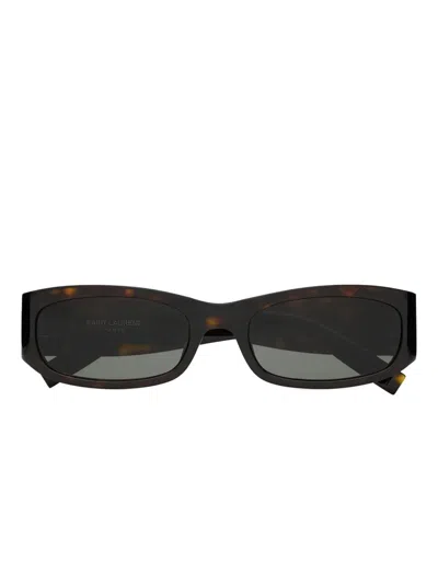 SAINT LAURENT LOGO-PLAQUE RECTANGLE SUNGLASSES