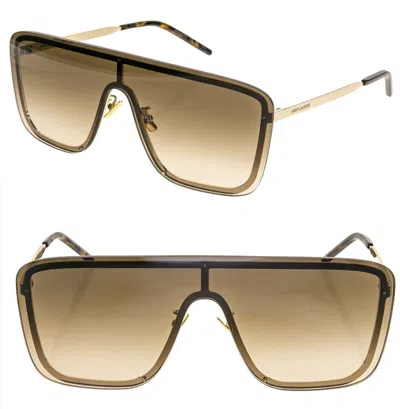 SAINT LAURENT SAINT LAURENT MASK YSL SL364 006 GOLD BROWN UNISEX SHIELD SUNGLASSES 364