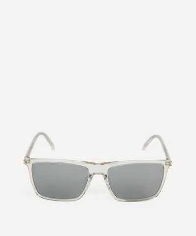 SAINT LAURENT SAINT LAURENT MENS SQUARE FLAT BROWLINE TRANSPARENT SUNGLASSES