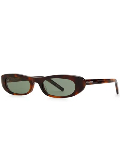 SAINT LAURENT SAINT LAURENT NARROW CAT-EYE SUNGLASSES, SUNGLASSES, GREEN