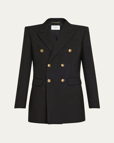 SAINT LAURENT OVERSIZED DOUBLE-BREASTED WOOL BLAZER