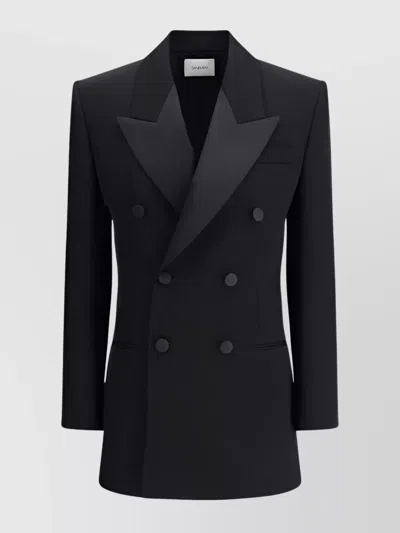 SAINT LAURENT PADDED SHOULDERS DOUBLE-BREASTED BLAZER DRESS