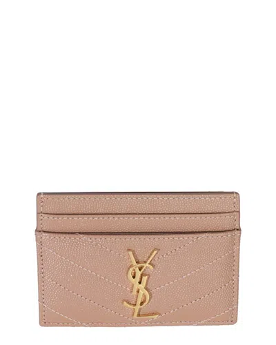 SAINT LAURENT SAINT LAURENT PINK GRAIN DE POUDRE MATELASSE LEATHER CASSANDRE CARD CASE