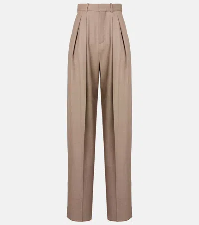SAINT LAURENT PLEATED WOOL WIDE-LEG PANTS