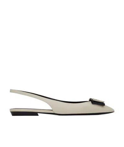 SAINT LAURENT SAINT LAURENT LOGO PLAQUE SLINGBACK FLATS