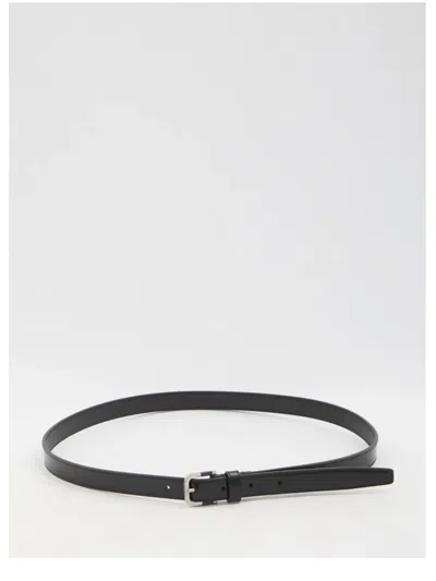 SAINT LAURENT RESIN-INSERT BRUSHED-LEATHER BELT