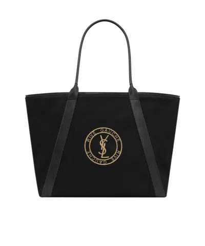 SAINT LAURENT SAINT LAURENT RIVE GAUCHE LOGO EMBROIDERED TOTE BAG