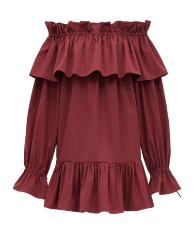 SAINT LAURENT SAINT LAURENT RUFFLED OFF-SHOULDER DRESS