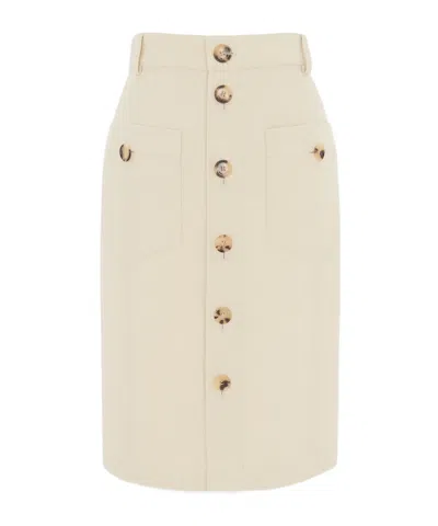 SAINT LAURENT SAHARIENNE MIDI SKIRT IN CANVAS