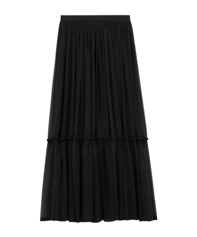 SAINT LAURENT SAINT LAURENT RUFFLED HIGH WAIST LONG SKIRT