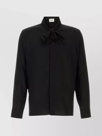 SAINT LAURENT SILK SHIRT WITH BOW DETAIL AND BUTTONED CUFFS