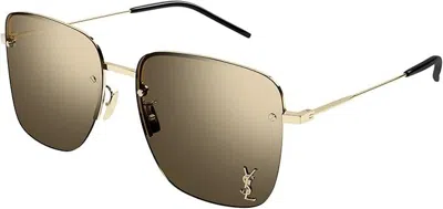 SAINT LAURENT SAINT LAURENT SL 312 M 006 58 RECTANGULAR GOLD LT BROWN 58 MM WOMEN'S SUNGLASSES