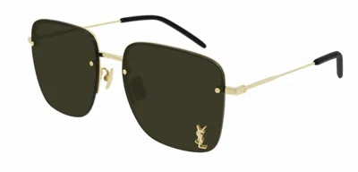 SAINT LAURENT SAINT LAURENT SL 312 M 006 GOLD/BROWN SQUARE UNISEX SUNGLASSES