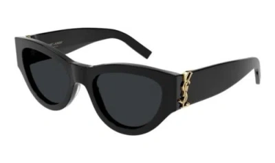 SAINT LAURENT SAINT LAURENT SL M94 001 BLACK GOLD DARK GREY LENSES SUNGLASSES CATEYE AUTHENTIC